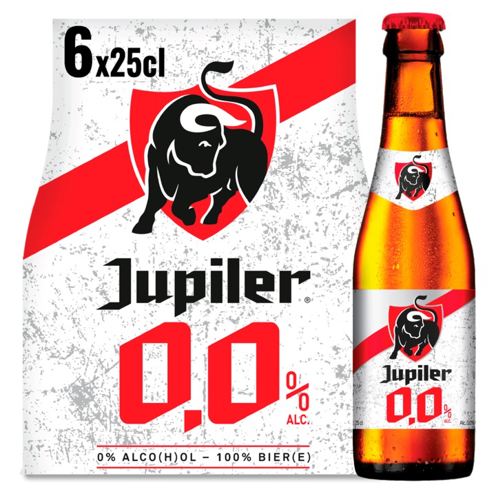 Jupiler 0,0% Alcohol Vrij Bier Flessen 6 x 25cl