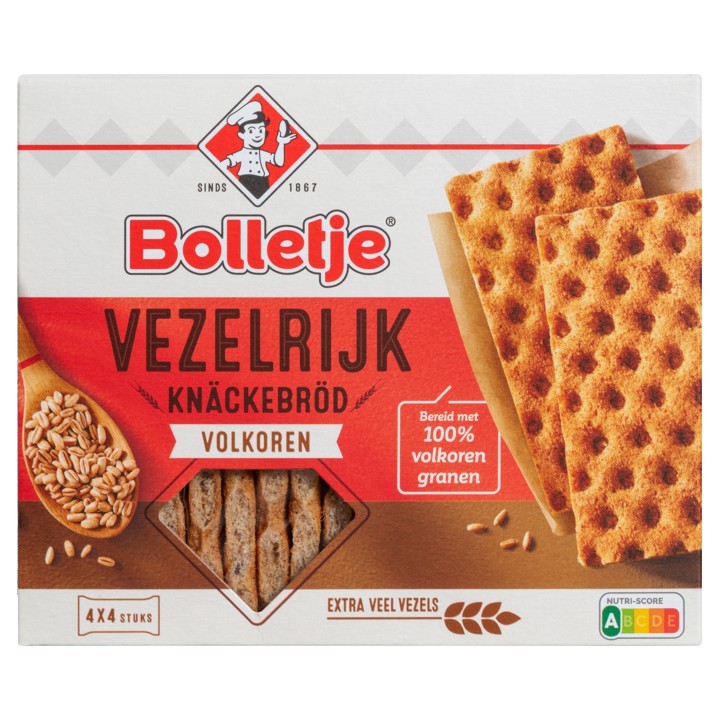 Bolletje Vezelrijk Kn&amp;auml;ckebr&amp;ouml;d Volkoren 4 x 4 Stuks 265g