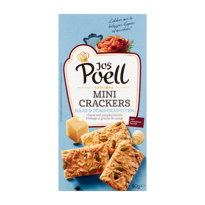 Jos Poell Mini Crackers Kaas &amp;amp; Pompoenpitten 90g