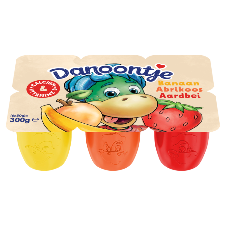 Danoontje Kinder Fruitkwark Toetjes Banaan, Aardbei &amp;amp; Abrikoos 6 x 50g
