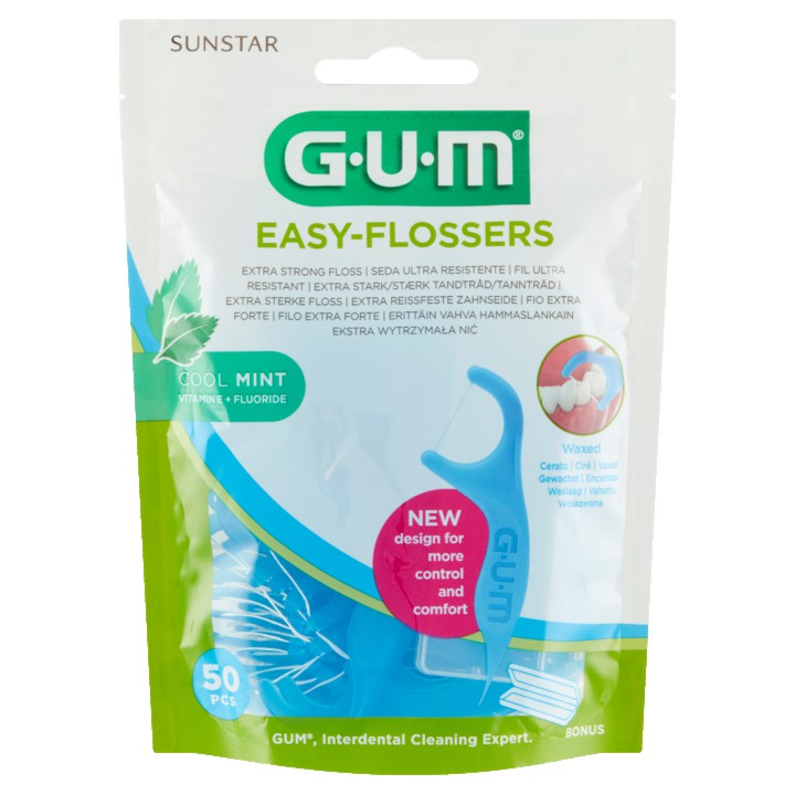 GUM Easy-Flossers Cool Mint Vitamin E + Fluoride 50 Stuks | Nederland Life GUM Easy-Flossers Cool Mint Vitamin E + Fluoride 50 Stuks