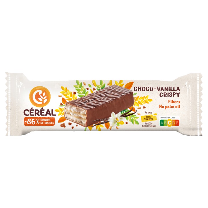 C&amp;eacute;r&amp;eacute;al Minder Suikers Choco - Vanilla Crispy 28g