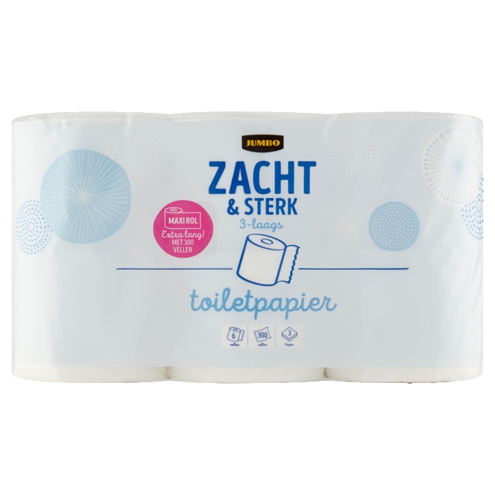 Jumbo Toiletpapier Maxi Rol Zacht en Sterk 3-Laags 6 Rollen