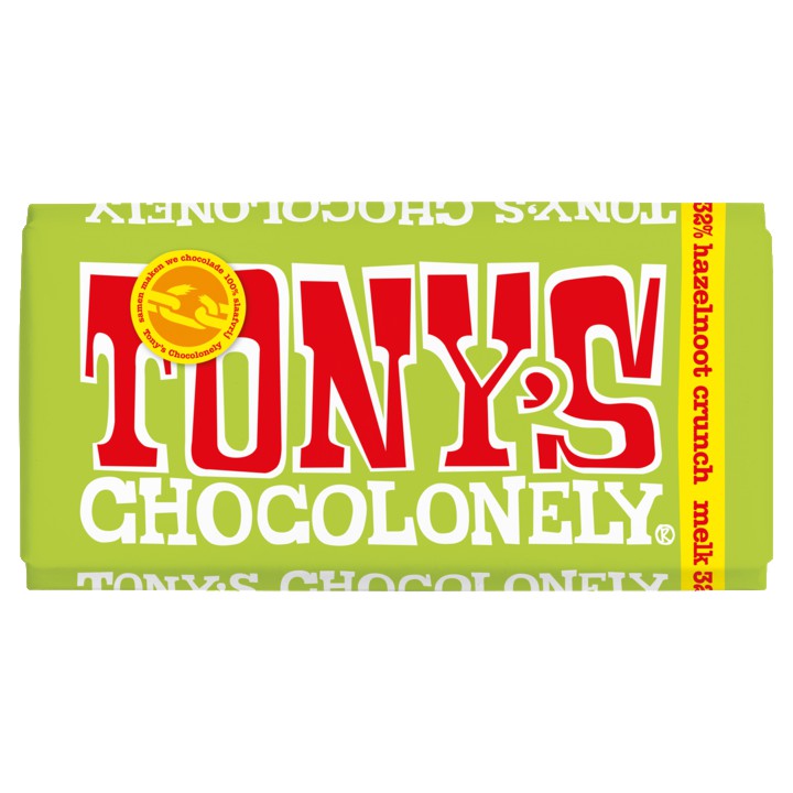 Tony&amp;#x27;s Chocolonely Melk Romige Hazelnoot Crunch Chocolade Reep 180g