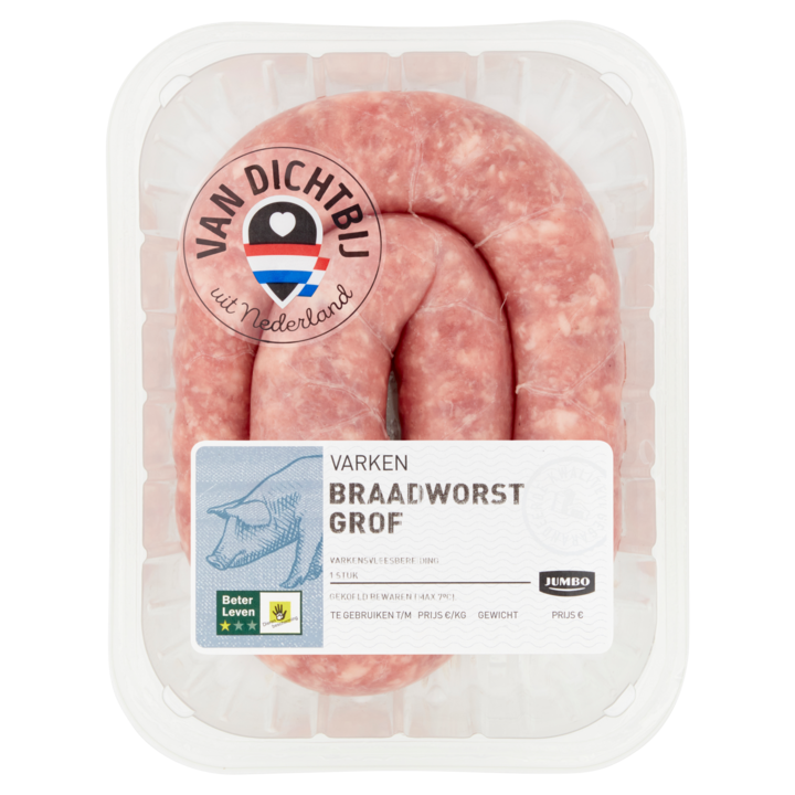 Jumbo Varkens Braadworst Grof 400g