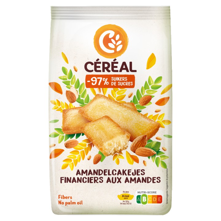 C&amp;eacute;r&amp;eacute;al Minder Suikers Amandelcakejes 7 x 25g