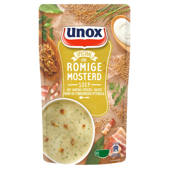 Unox Romige Mosterd Soep met Hartige Spekjes, Zachte Room en Fijngesneden Peterselie 570ml