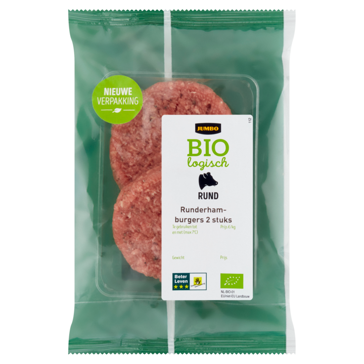 Jumbo Runderhamburgers Biologisch 2 Stuks