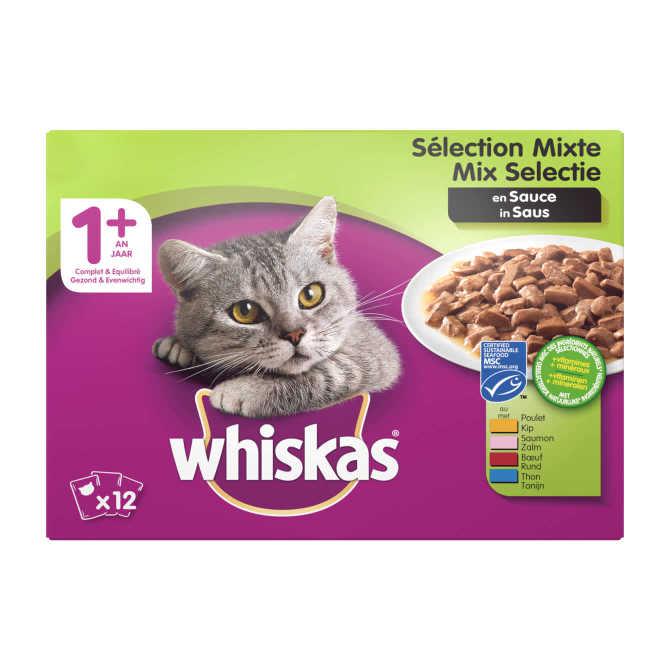 Whiskas 1+ Adult maaltijdzakjes - mix selectie in saus