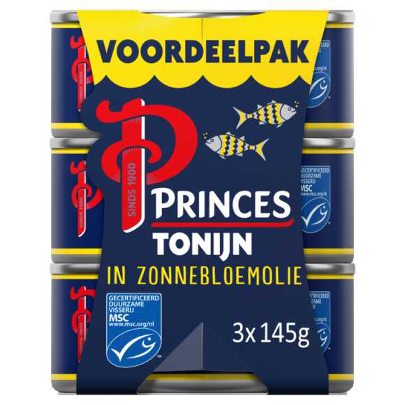 Princes Tonijn in Zonnebloemolie Voordeelpak 3x145g MSC