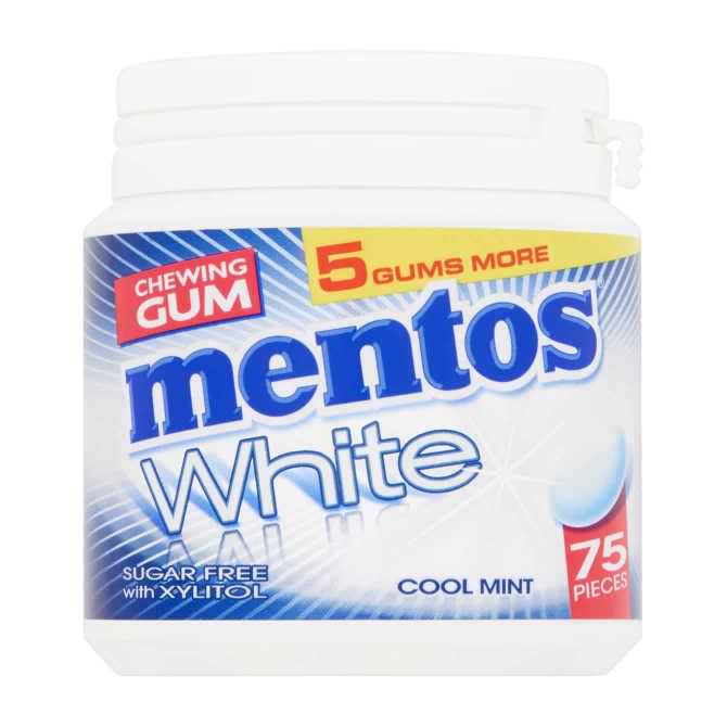 Mentos Gum white cool mint pot 75 stuks