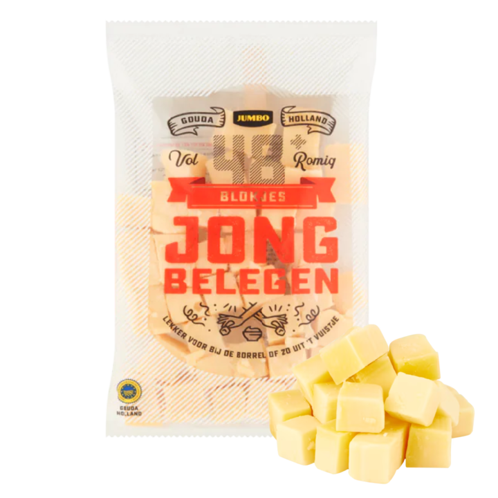 Jumbo Blokjes Jong Belegen Kaas 48+ 300g