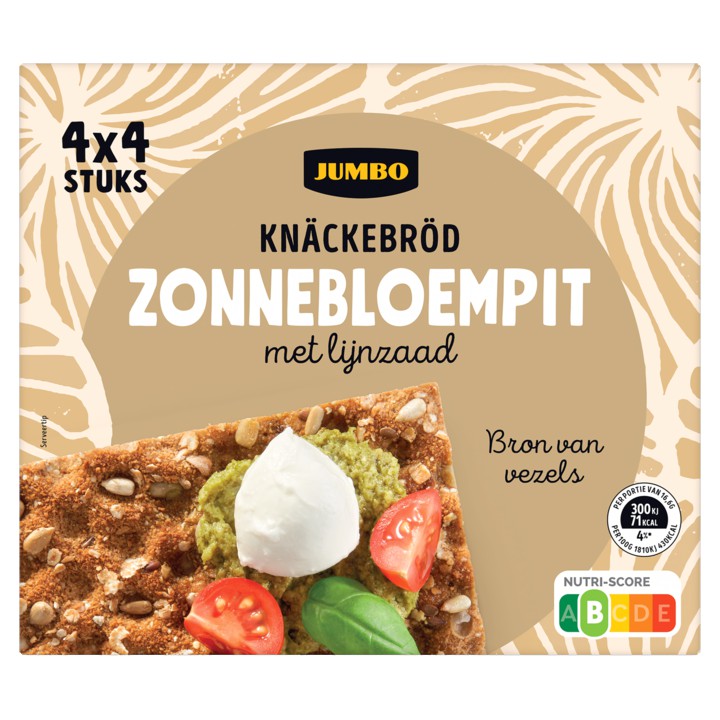 Jumbo Kn&amp;auml;ckebr&amp;ouml;d Zonnebloempit met Lijnzaad 4 x 4 Stuks 265g