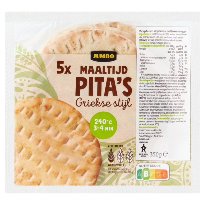 Jumbo - Maaltijd Pita&amp;#x27;s Griekse Stijl- 5 Stuks