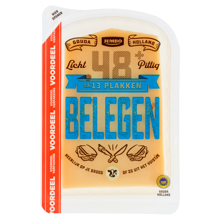 Jumbo Belegen Kaas 48+ Plakken Voordeelverpakking 400g