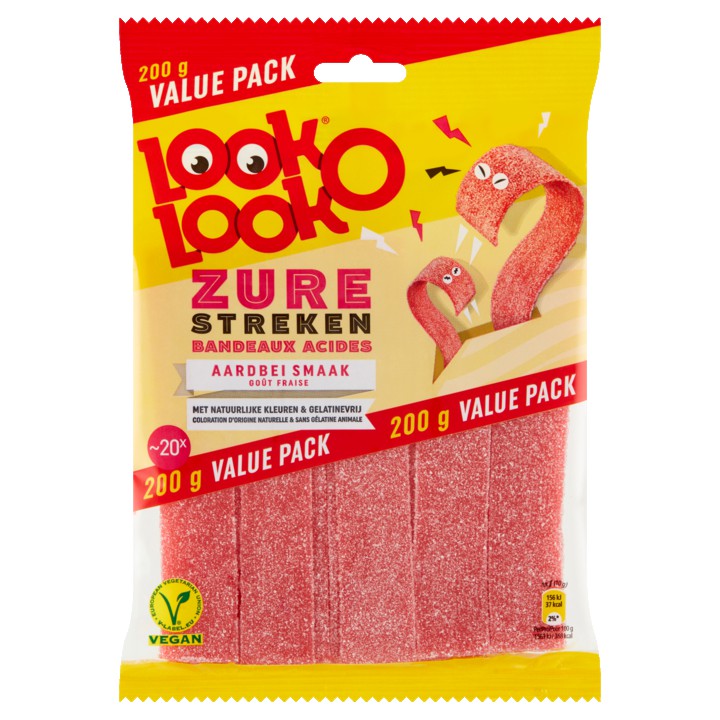 Look O Look Zure streken Uitdeel snoep Zak 200 gram Zure matten