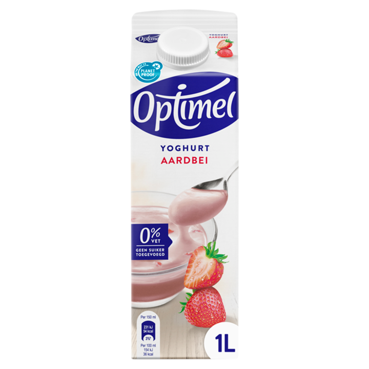 Optimel Magere yoghurt aardbei 0% vet 1L