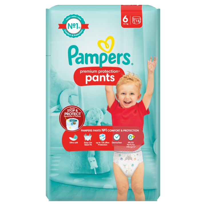 Pampers Premium Protection Pants Maat 6, x15 Luiers