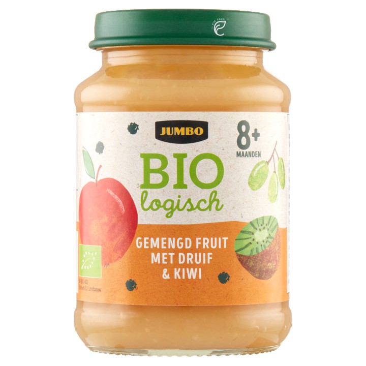 Jumbo Biologisch Gemengd Fruit met Druif &amp;amp; Kiwi 8+ Maanden 190g