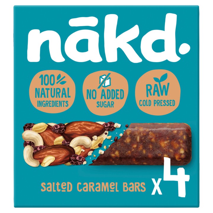 Nakd. Raw Fruitreep met noten Salted Caramel 4 x 35g