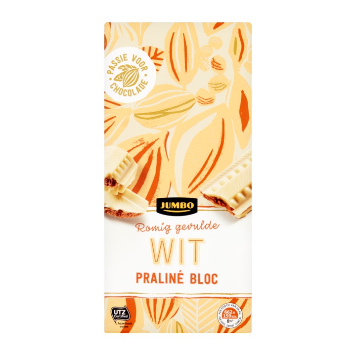 Jumbo Wit Pralin&amp;eacute; Bloc Chocolade Reep 200g