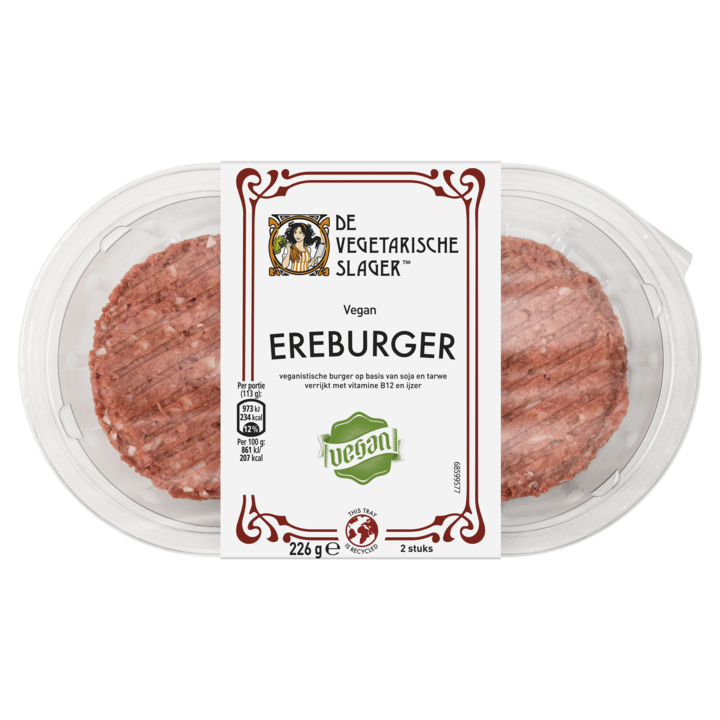 De Vegetarische Slager Vegan Ereburger 226g