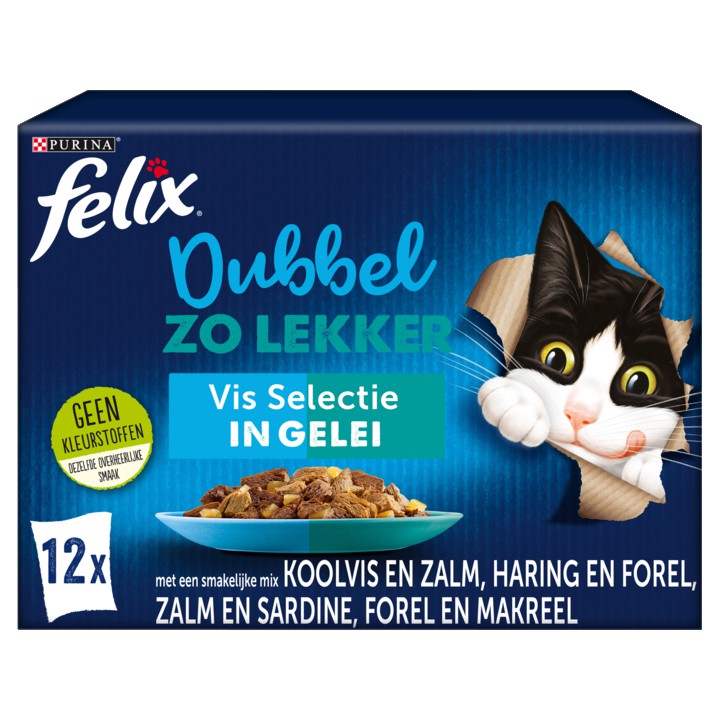 FELIX&amp;reg; Dubbel Zo Lekker Vis Selectie in Gelei Kattenvoer 12x85g