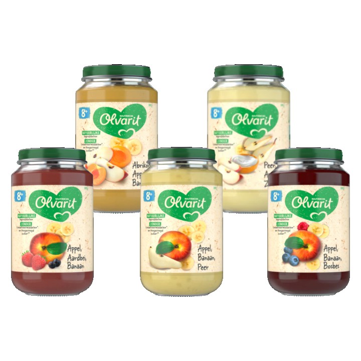 Olvarit Fruitpotjes 8+ Maanden 5 x 200g