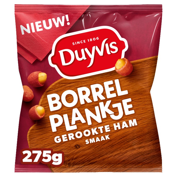 Duyvis Borrelnootjes Pinda Noten Gerookte Ham 275gr