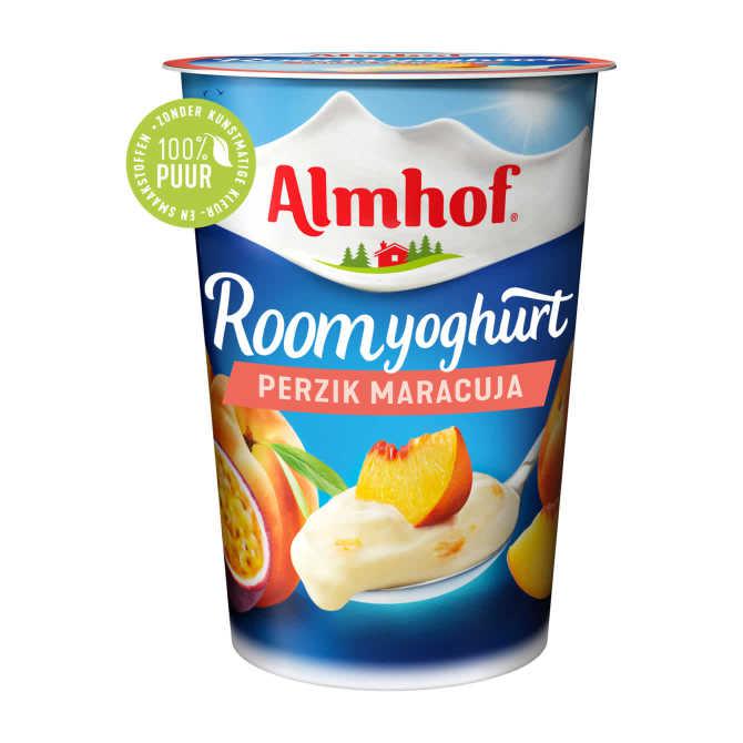 Almhof roomyoghurt perzik maracuja