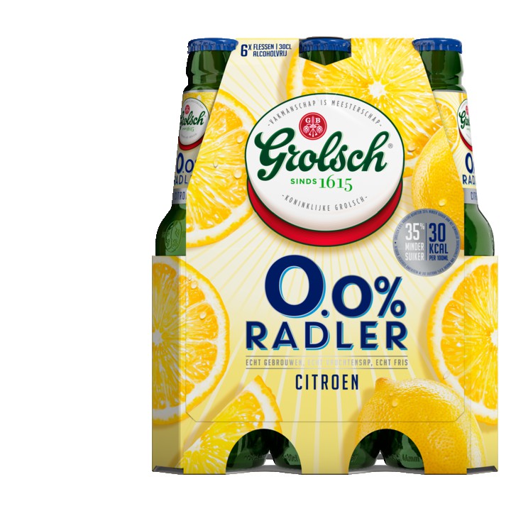 Grolsch 0.0% Radler Citroen Flessen 6 x 300ML