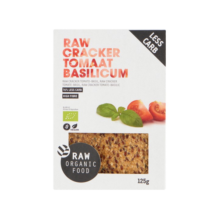 Raw Organic Food Raw Cracker Tomaat Basilicum 125g