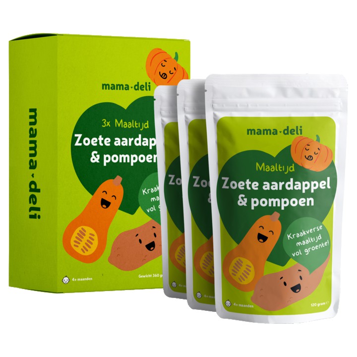 Mama Deli Maaltijd zoete aardappel &amp;amp; pompoen 4+ maanden 3 x 120g