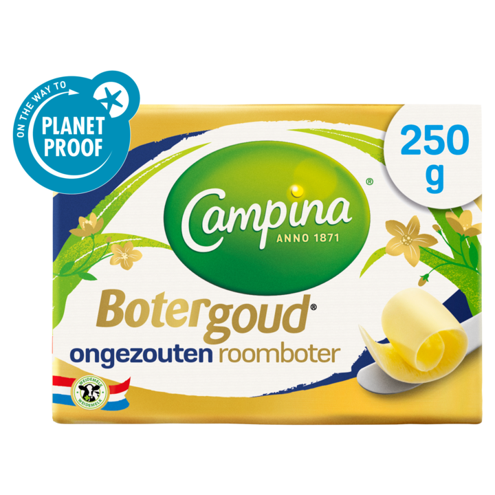 Campina Botergoud Ongezouten Roomboter Wikkel 250g