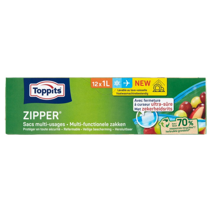 Toppits Zipper Multi-Functionele Zakken 1 L 12 Stuks