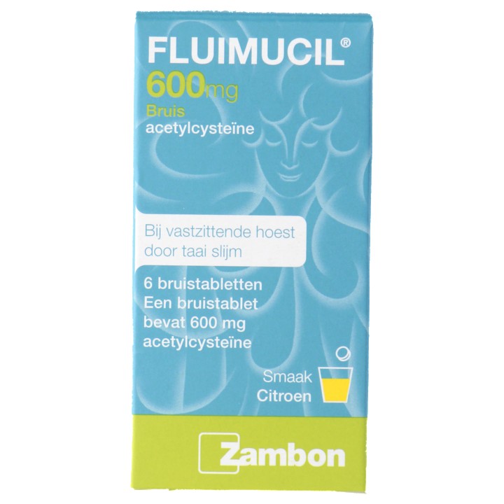 Fluimucil Bruistablet bij hoesten 600 mg, 6 stuks