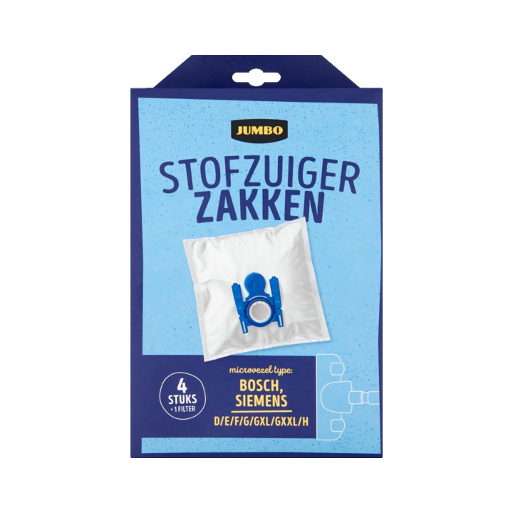 Jumbo Stofzuigerzakken met Filter 4 Stuks