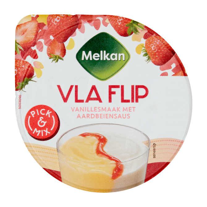 Melkan Vla flip vanille aardbei