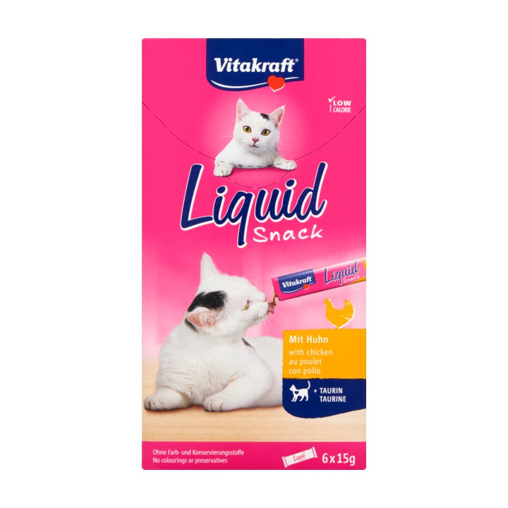 Vitakraft Liquid Snack met Kip en Taurine, 6 Stuks