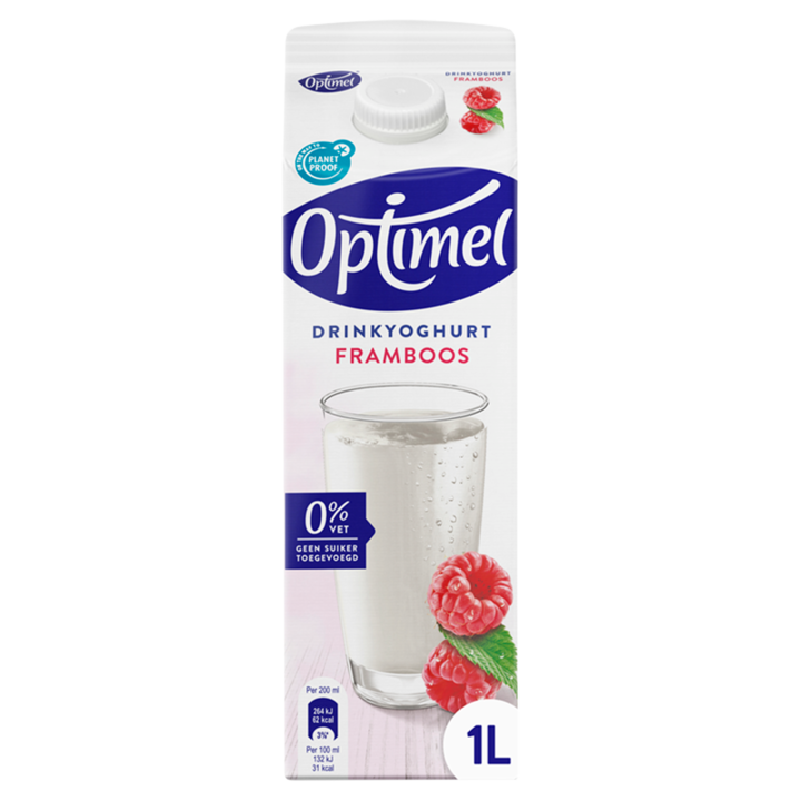 Optimel Drinkyoghurt framboos 0% vet 1L