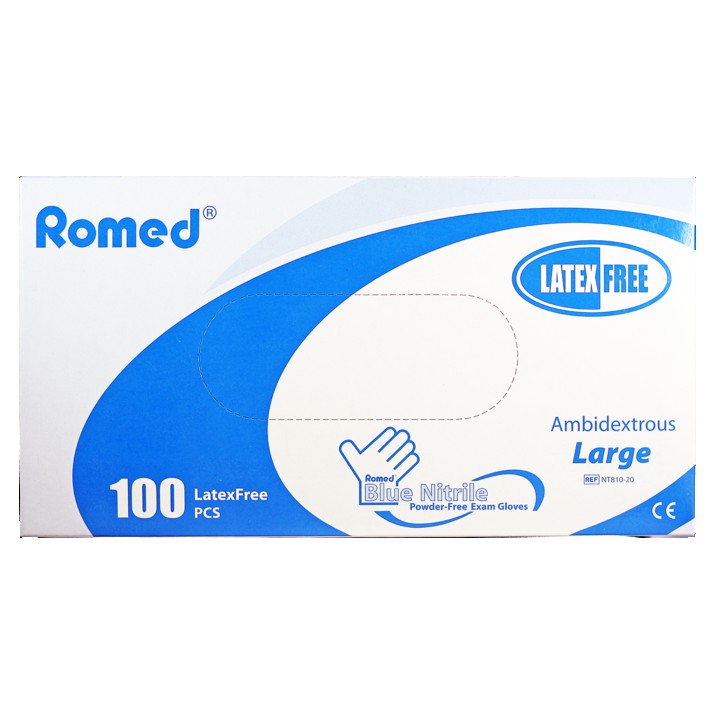 Romed Blue Nitrile Handschoenen Poedervrij L - 100 Stuks