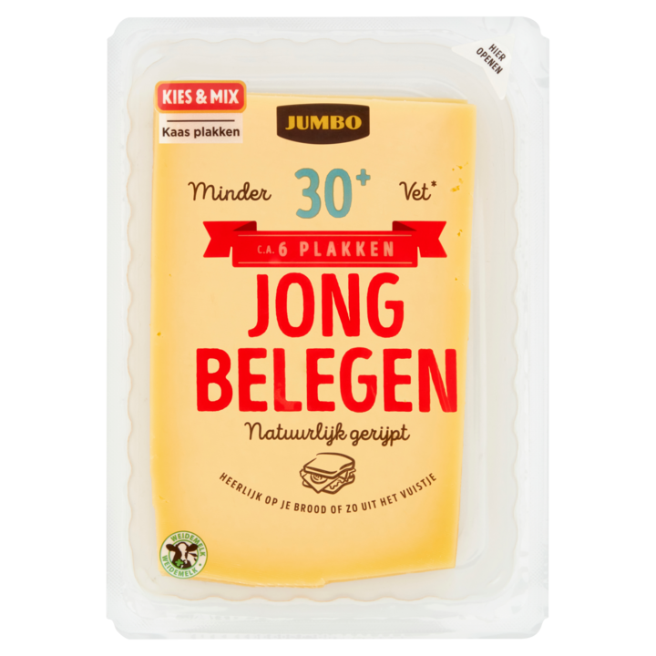 Jumbo Jong Belegen Kaas 30+ Plakken 190g