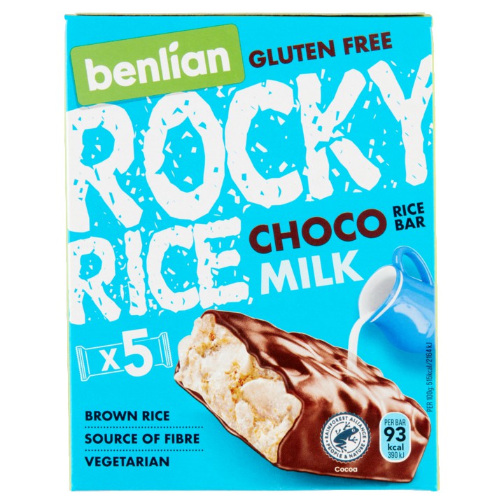 Benlian Food Gluten Free Rocky Rice Choco Milk Bar 5 x 18g