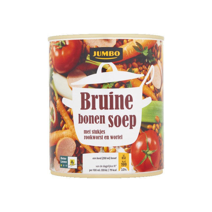 Jumbo Bruine Bonensoep met Stukjes Rookworst en Wortel 800ml