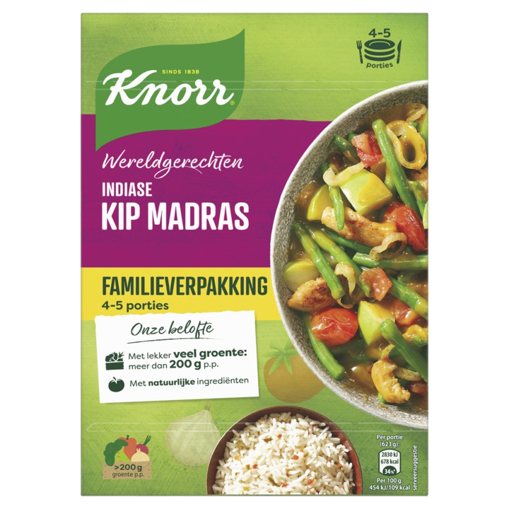 Knorr Wereldgerechten Maaltijdpakket Indiase Kip Madras XXL 529g