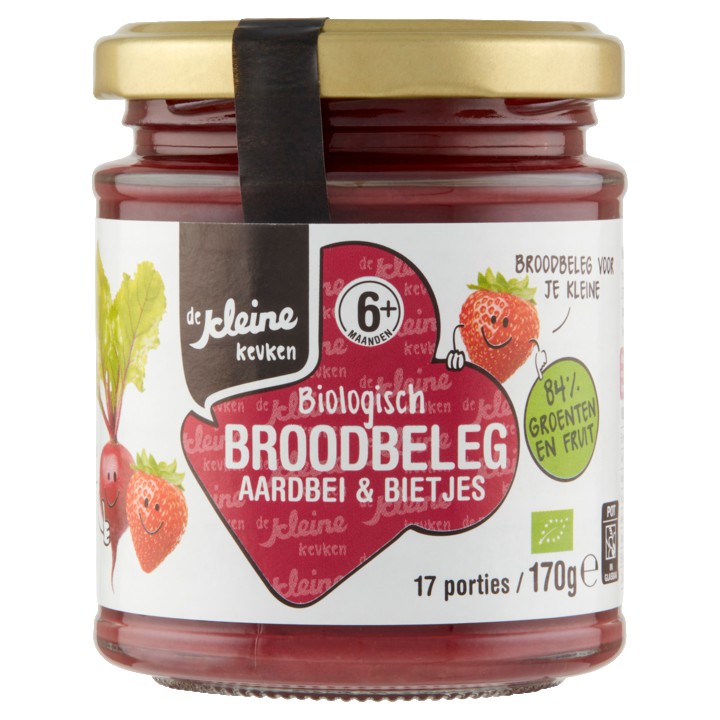 De Kleine Keuken Biologisch Broodbeleg Aardbei &amp;amp; Bietjes 6+ Maanden 170g