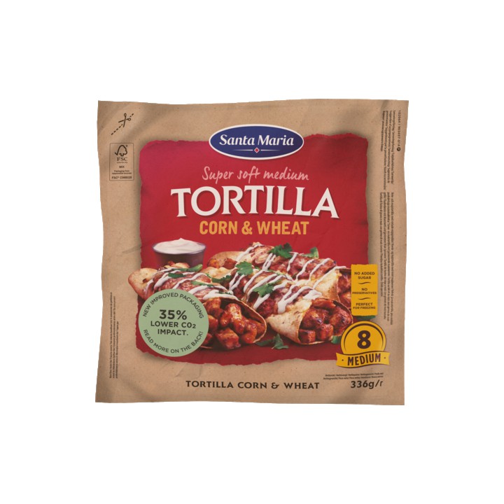 Santa Maria Tortilla Wraps Corn&amp;amp;Wheat Medium 8 Stuks 336g