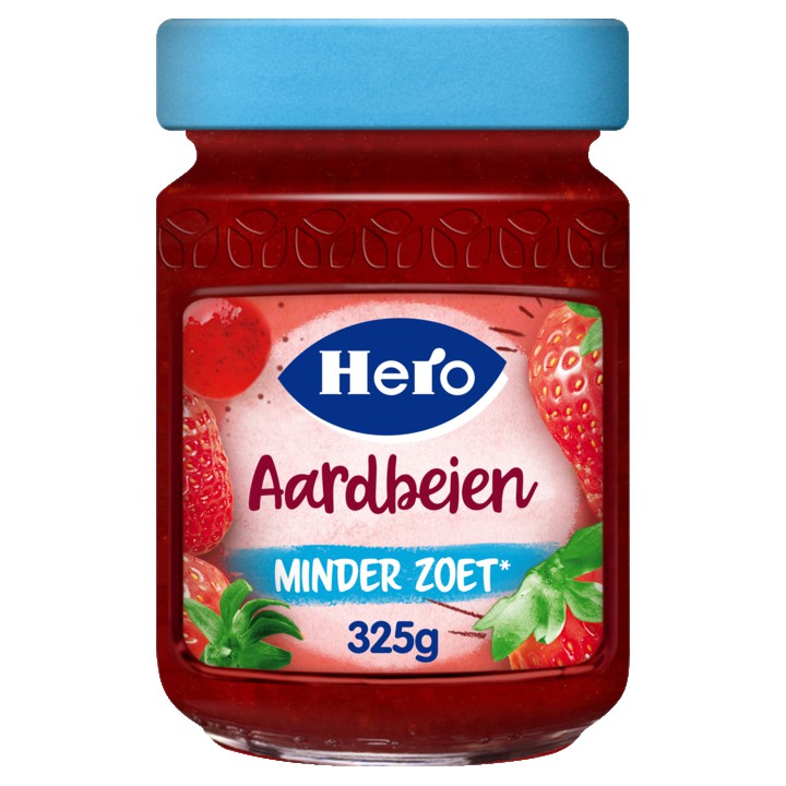 Hero Jam Minder Zoet Aardbeien 325 g pot