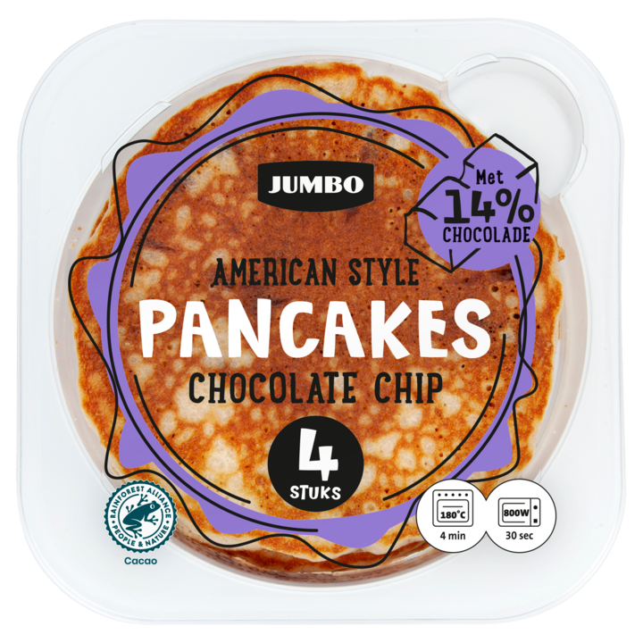 Jumbo American Style Pannenkoeken Chocolate Chip 4 Stuks