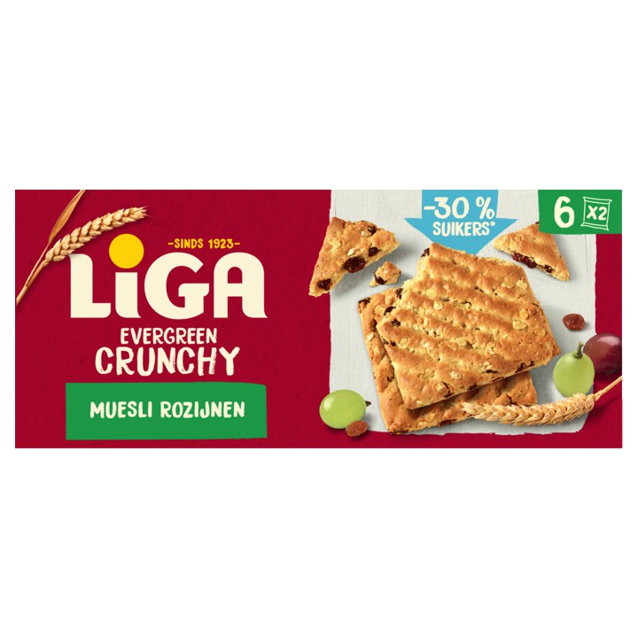 LiGA Evergreen Crunchy Koeken Muesli-Rozijnen 225g